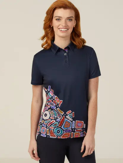 Water Dreaming Women's Indigenous Corporate Polo Shirt CATUQV - Simply Scrubs Australia